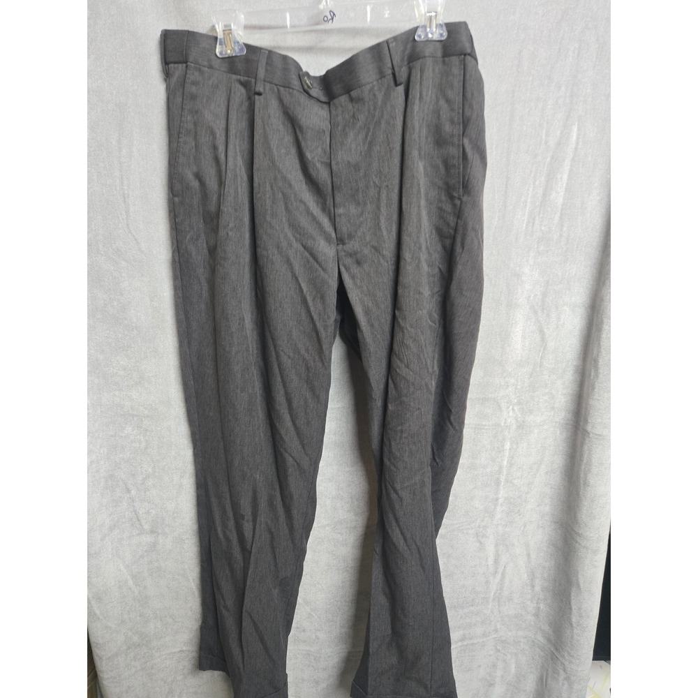 Perry Ellis Portfolio Mens 38x32 Gray Pleated Cuffed Dress Pants Trousers 38/32